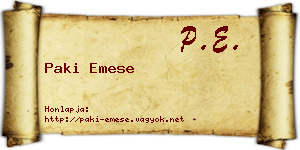 Paki Emese névjegykártya